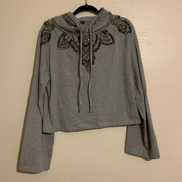 Anthropologie Sweaters - Anthropologie Love Sam Beaded Grey Hoodie Large